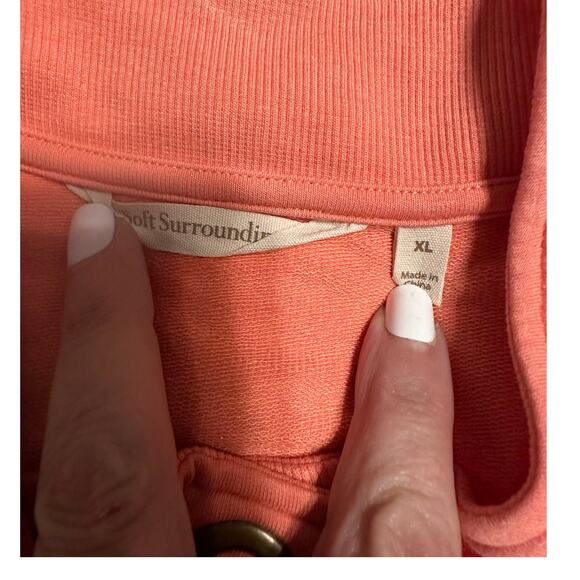 Soft Surroundings Jersey Knit Tunic Size XL Top Button Orange Peach Pullover - Picture 4 of 7